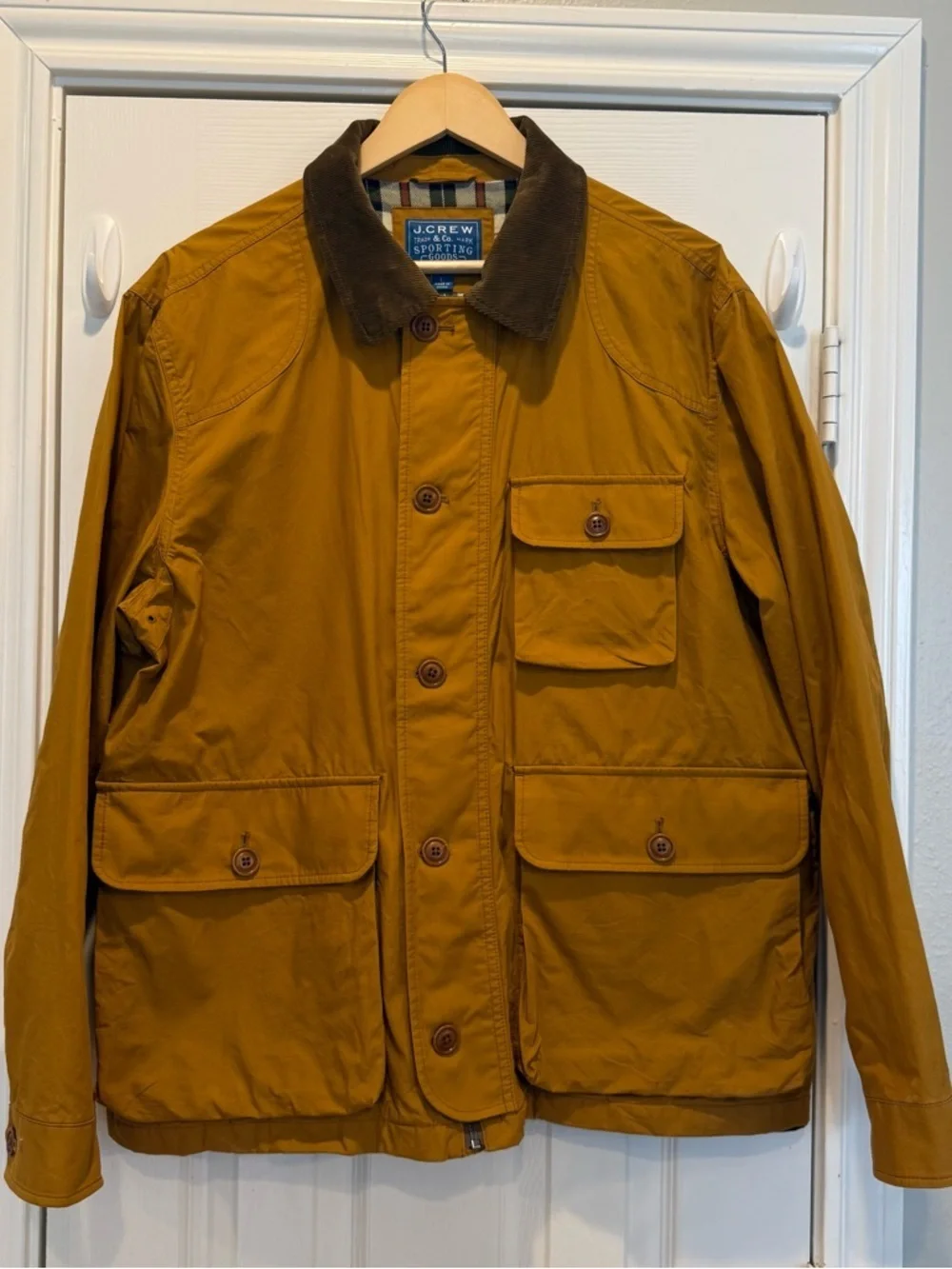 J.Crew Utility Jacket Kinloch Cloth Mens L Burnt Saffron Chore Barn Jacket Cord